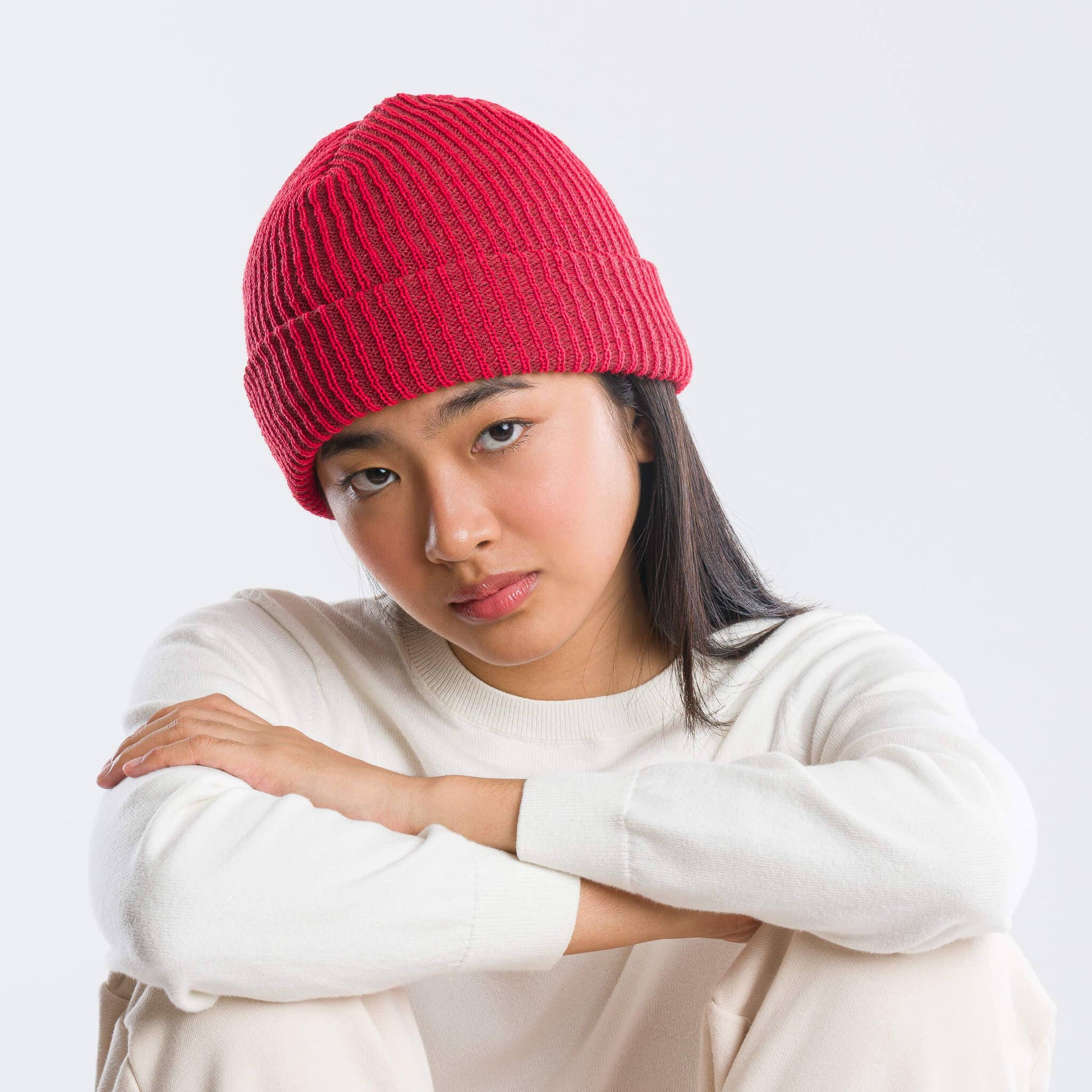 Simple Rib Knit Beanie: Poppy Magenta - PMA Store at the Portland Museum of Art, Maine