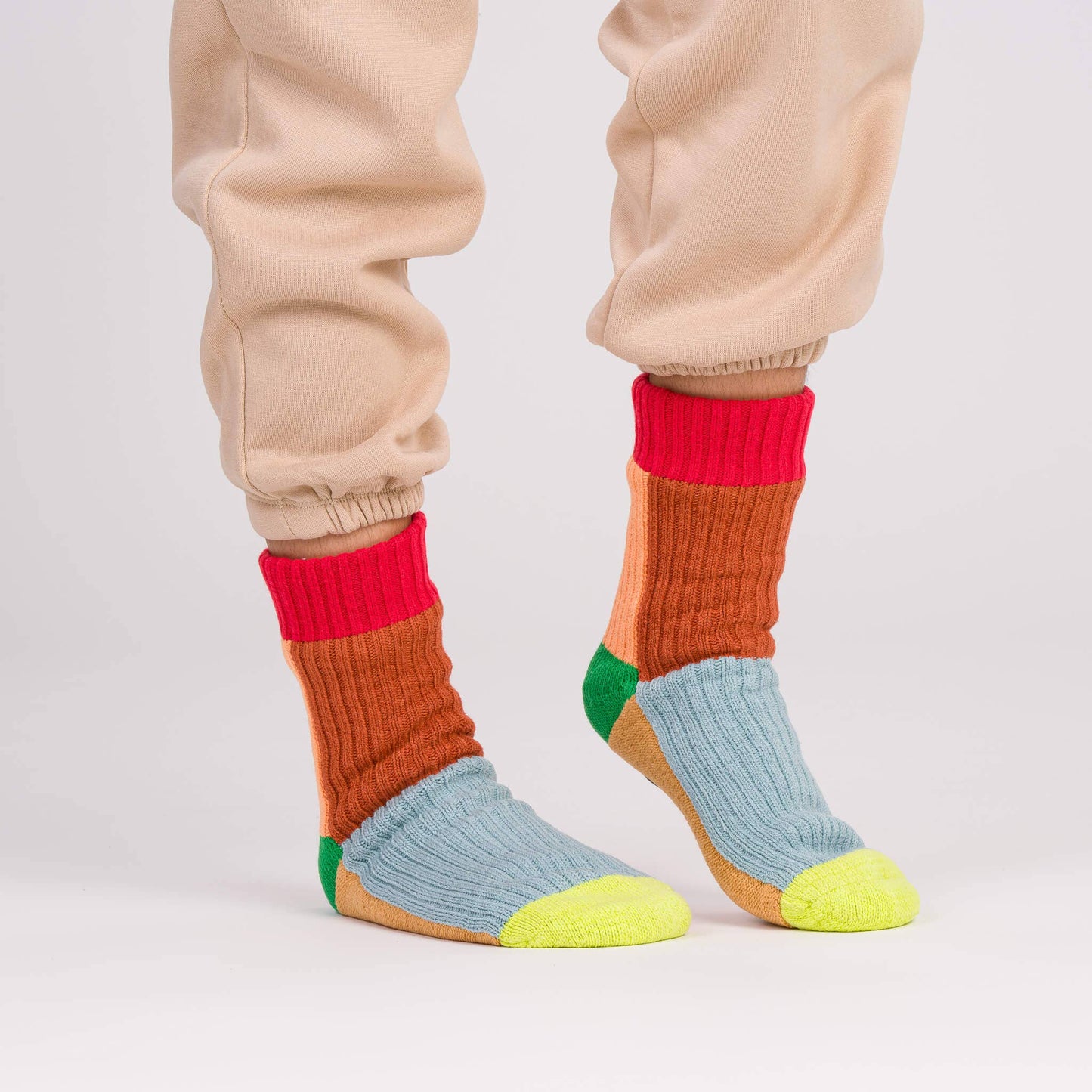 Kaleidoscope Knit House Socks: Olive Cobalt / S/M - W 6-9<br>M 5-7.5 - PMA Store at the Portland Museum of Art, Maine