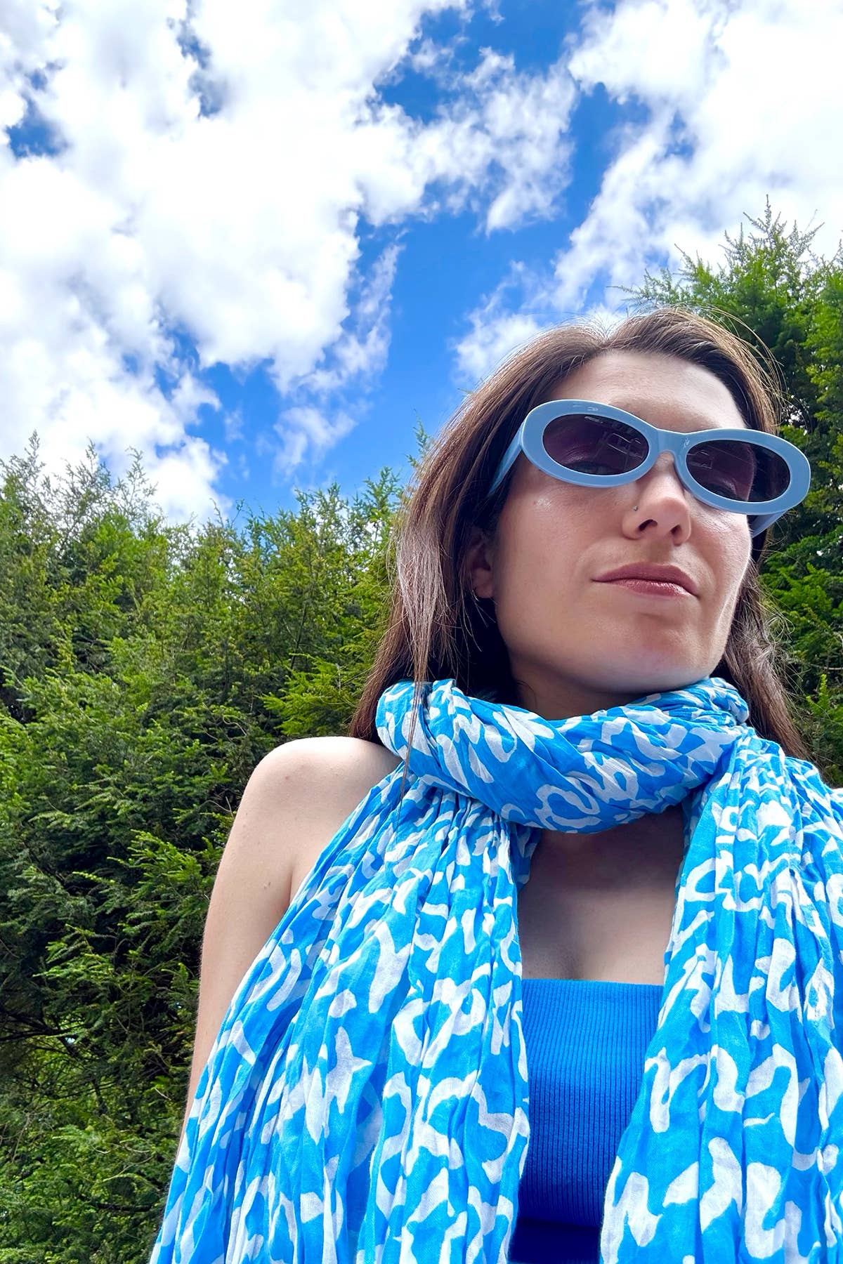 See Design - Cotton Scarf: Story Aqua/Citron