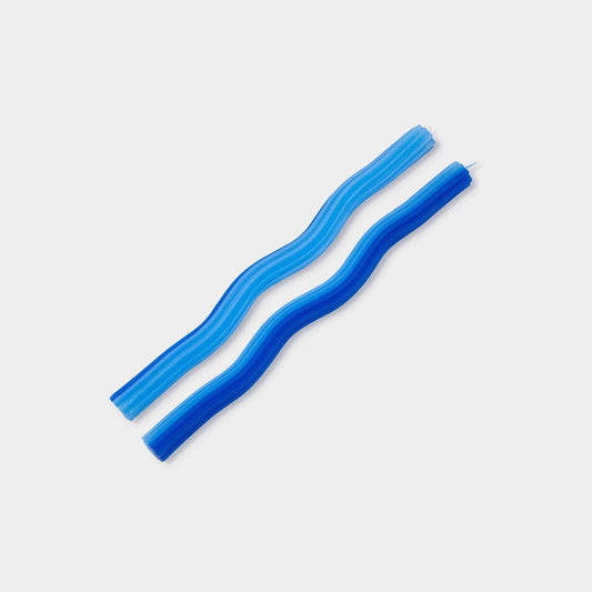 54 Celsius - Wiggle Candles - Blue (2 Pack) - 11" Vibrant Taper Candles - PMA Store at the Portland Museum of Art, Maine