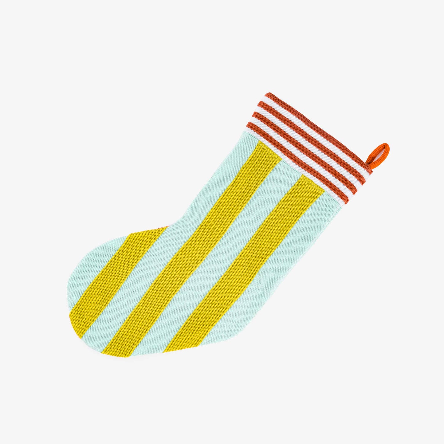 Super Stripe Holiday Stocking: Jade Golden Olive - PMA Store at the Portland Museum of Art, Maine