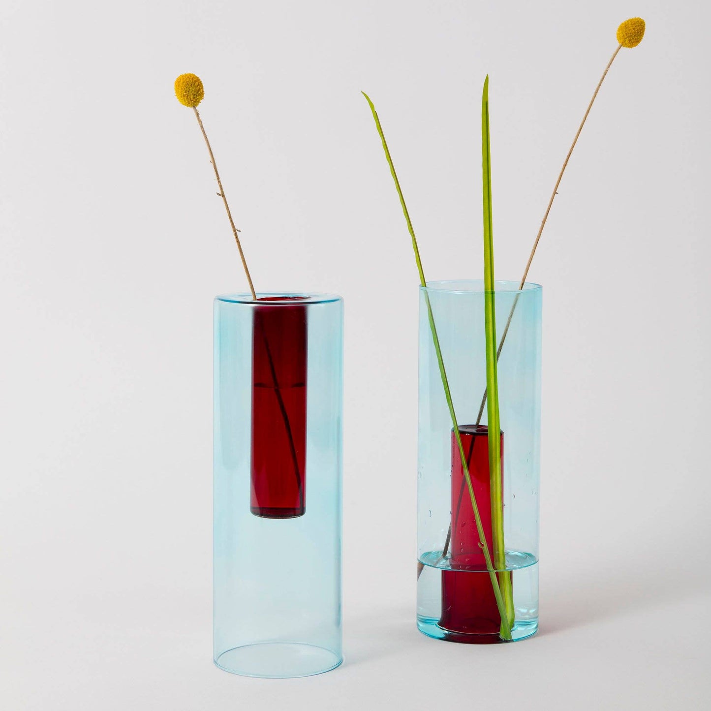 Block Design - Reversible Glass Vase - Large: Blue/Yellow - PMA Store at the Portland Museum of Art, Maine