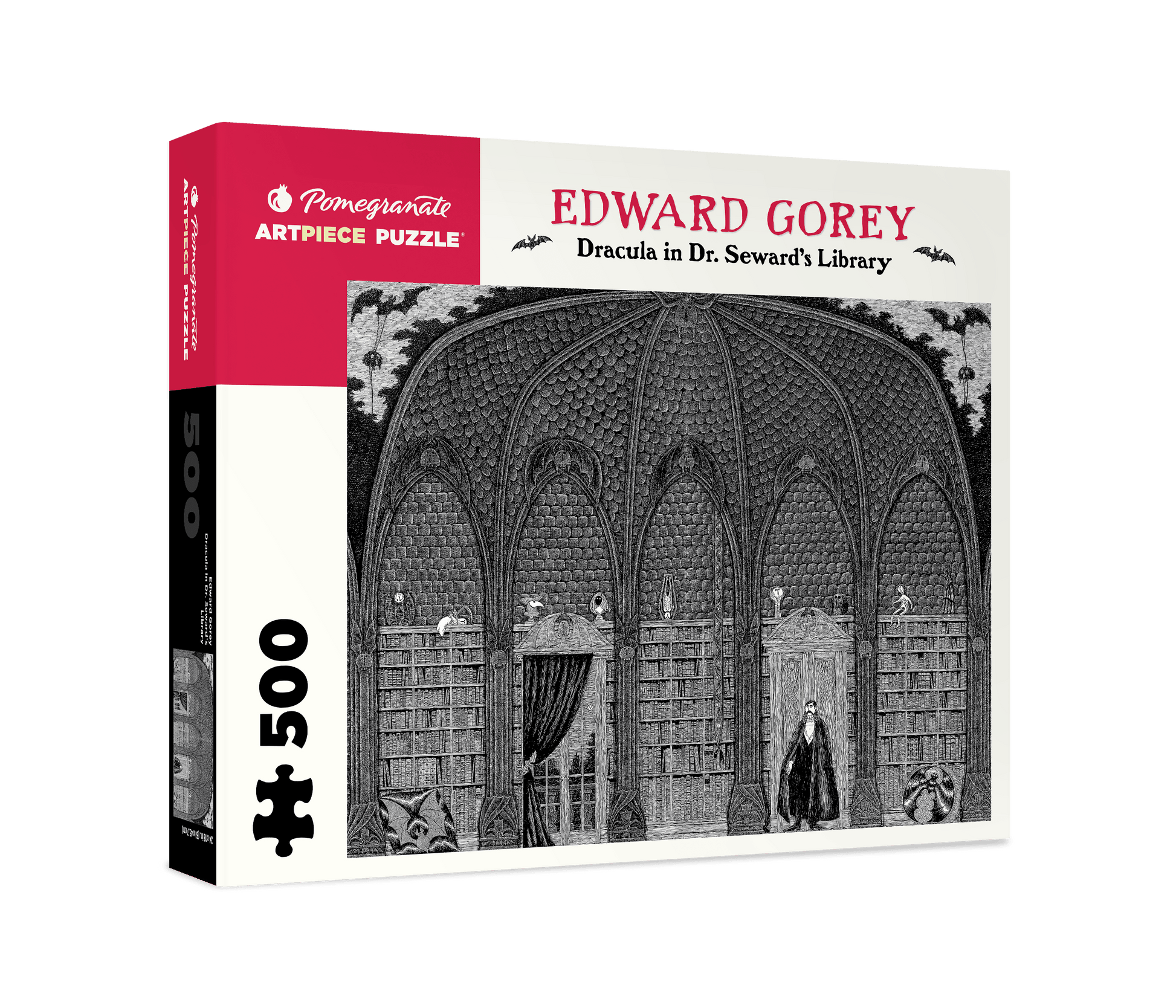 Pomegranate - Edward Gorey: Dracula in Dr. Seward's Library 500-piece Jigsaw Puzzle - PMA Store at the Portland Museum of Art, Maine