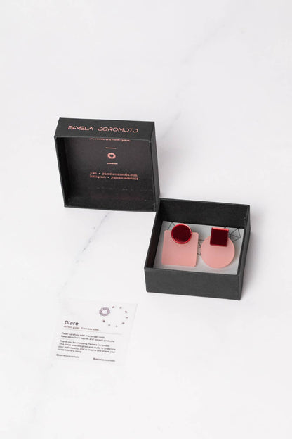 Pamela Coromoto - Glare Mini Earrings: Sky and Anthracite Mirror