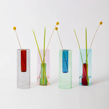 Block Design - Reversible Glass Vase - Large: Blue/Red - PMA Store at the Portland Museum of Art, Maine