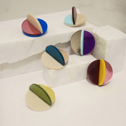 Pamela Coromoto - Dexel Brooch - Vibrant Palette: Bronze Mirror, Purple and Mint