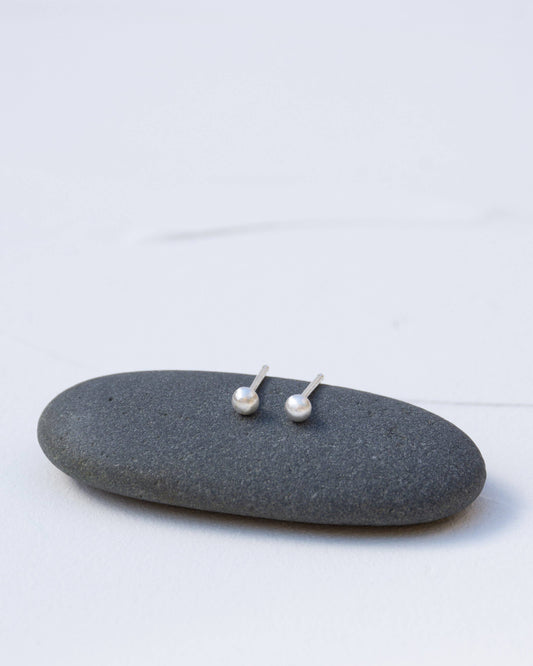 Sea Salt & Silver - Tiny Brushed Studs - PMA Store at the Portland Museum of Art, Maine