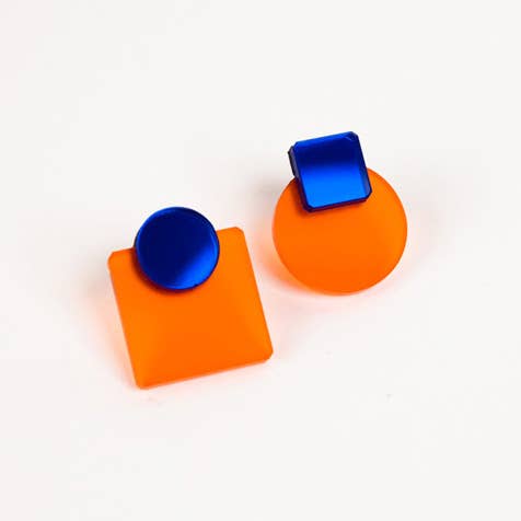 Pamela Coromoto - Glare Mini Earrings: Jade and Purple Mirror