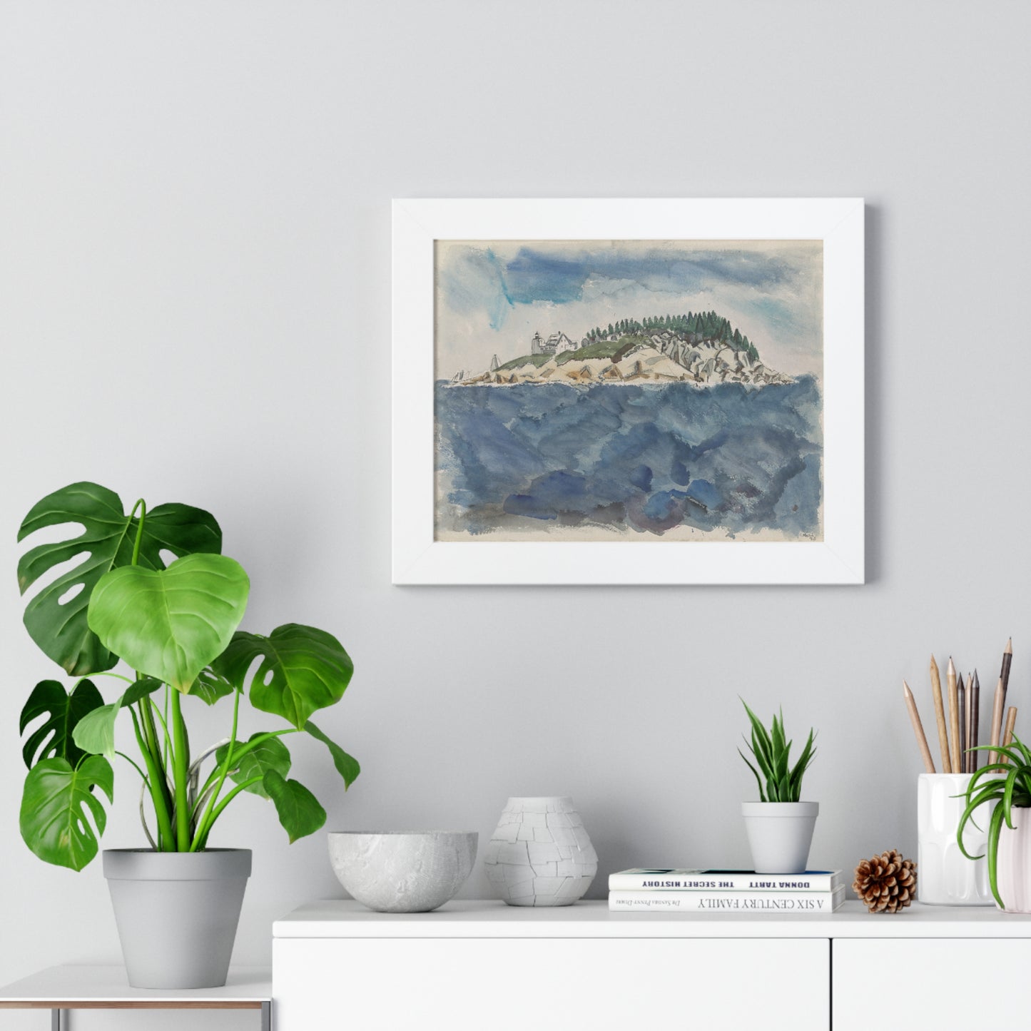 Deer Isle Series: Mark Island Lighthouse, 1928 by John Marin Framed Poster - PMA Store at the Portland Museum of Art, Maine