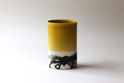 Elizabeth Benotti Ceramics - Splatter Oval Vase: Deep ocean - PMA Store at the Portland Museum of Art, Maine