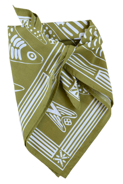 Hearth and Harrow - Sardine Bandana - 100% Cotton - Nautical Print - Hanky Ascot - PMA Store at the Portland Museum of Art, Maine