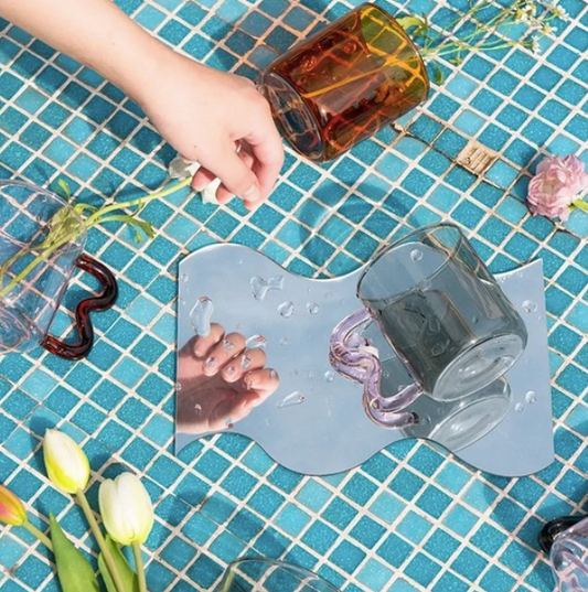 IVORE.GROUP (We cover All Import duty) - Colorful Ear Glass Mug: Pink with Brown Handle - PMA Store at the Portland Museum of Art, Maine