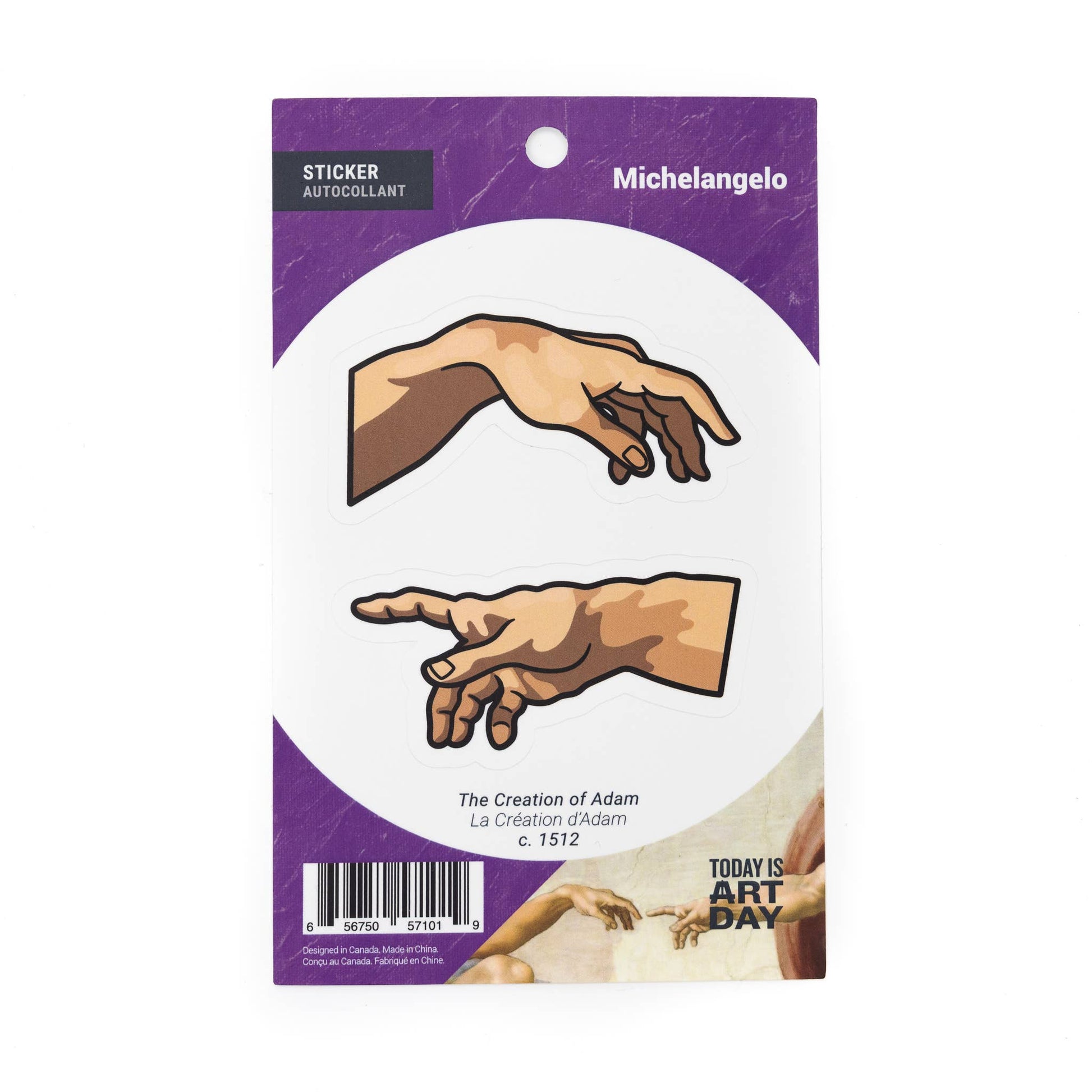 Today is Art Day - Sticker - Creation of Adam - Michelangelo - PMA Store at the Portland Museum of Art, Maine