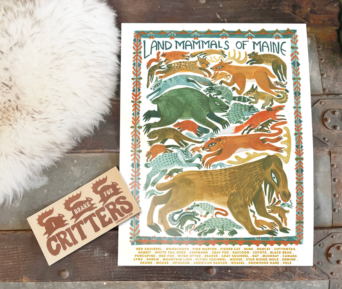 Lin Snow Art - Land Mammals of Maine Print - PMA Store at the Portland Museum of Art, Maine