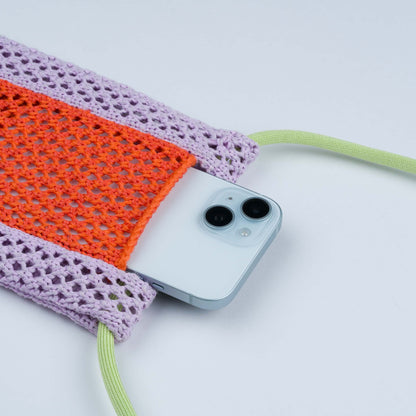 Raffia Phone Sling: Golden Olive Pink - PMA Store at the Portland Museum of Art, Maine