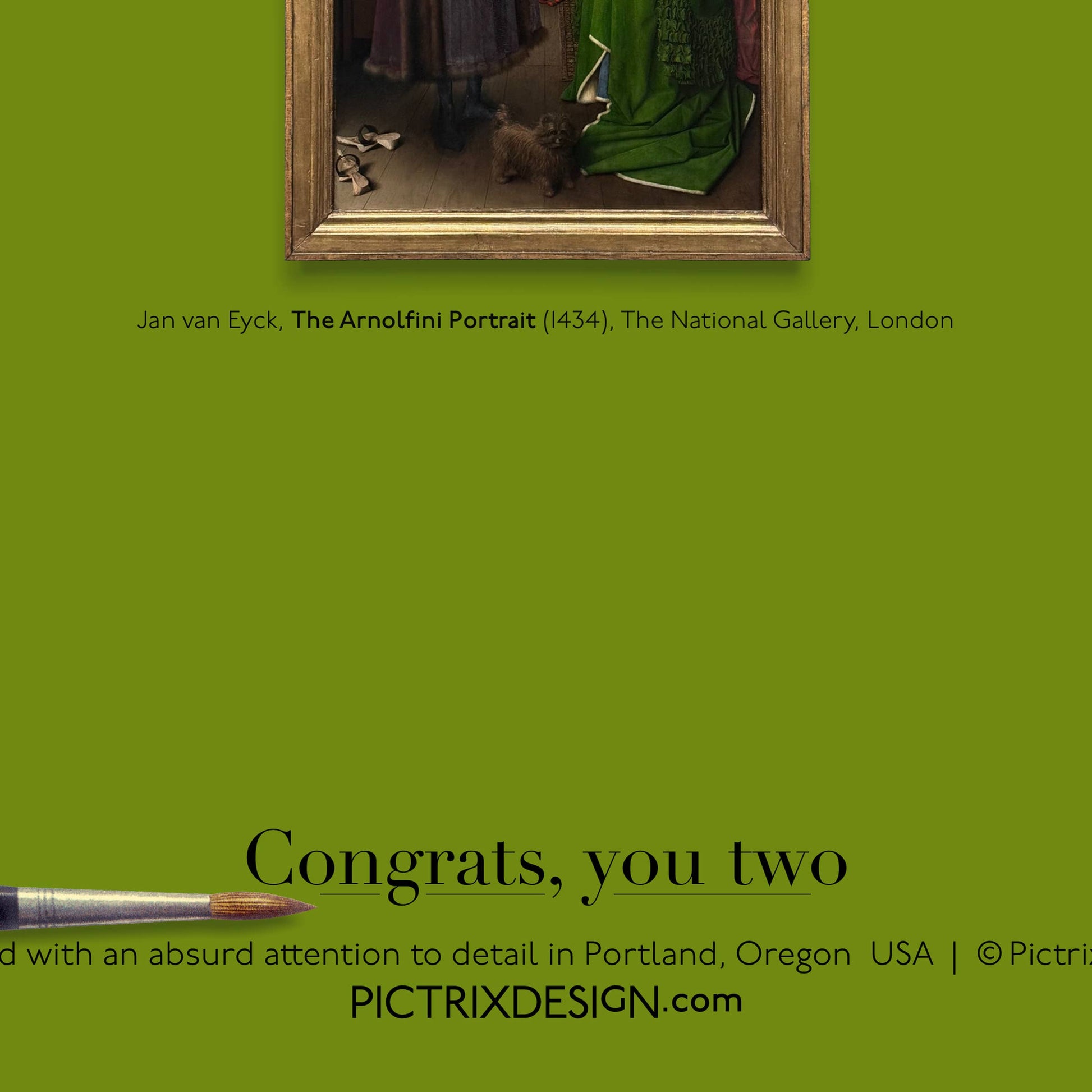 "Congrats, you two" (van Eyck) A6 wedding card: Recycled white envelopes - PMA Store at the Portland Museum of Art, Maine