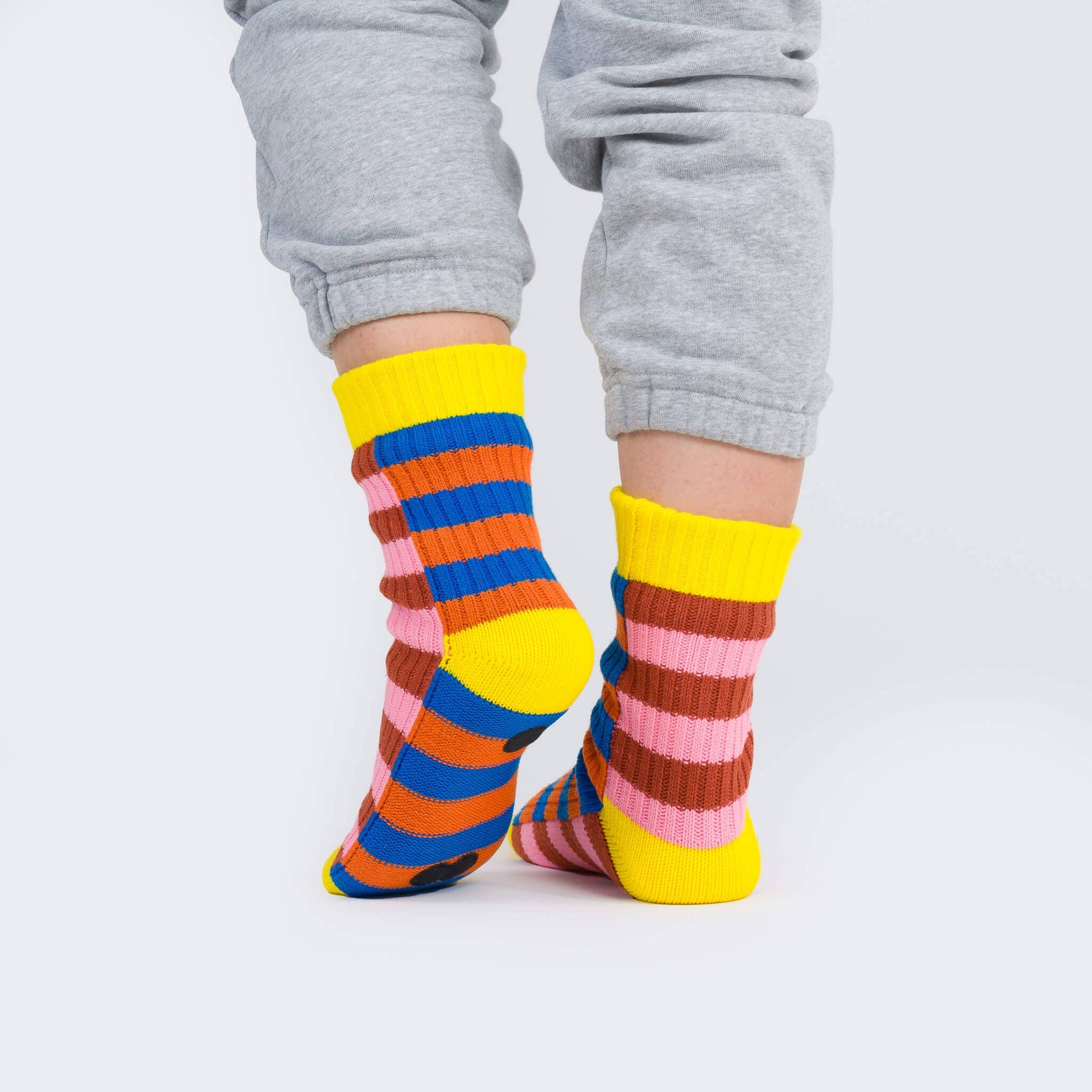 Super Stripe Knit House Socks: Poppy Lilac / L/XL - W 9.5-12.5<br>M 8-11 - PMA Store at the Portland Museum of Art, Maine
