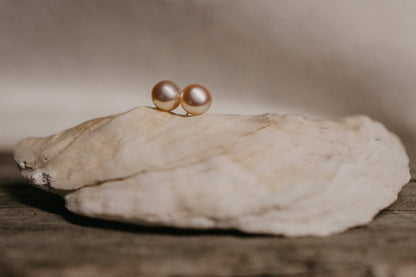 Sea Salt & Silver - Blush Pearl Stud Earrings: Medium - PMA Store at the Portland Museum of Art, Maine