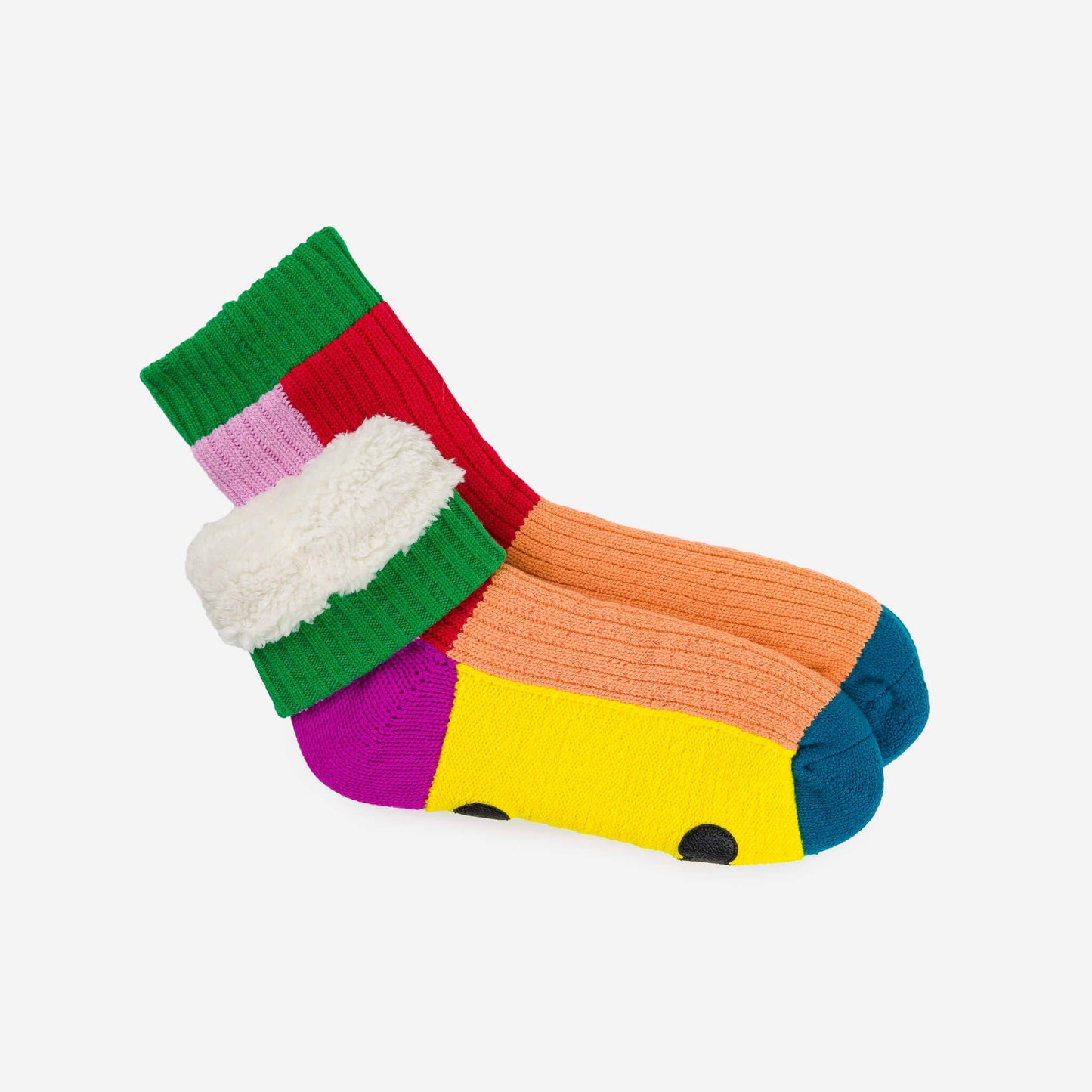 Kaleidoscope Knit House Socks: Olive Cobalt / S/M - W 6-9<br>M 5-7.5 - PMA Store at the Portland Museum of Art, Maine