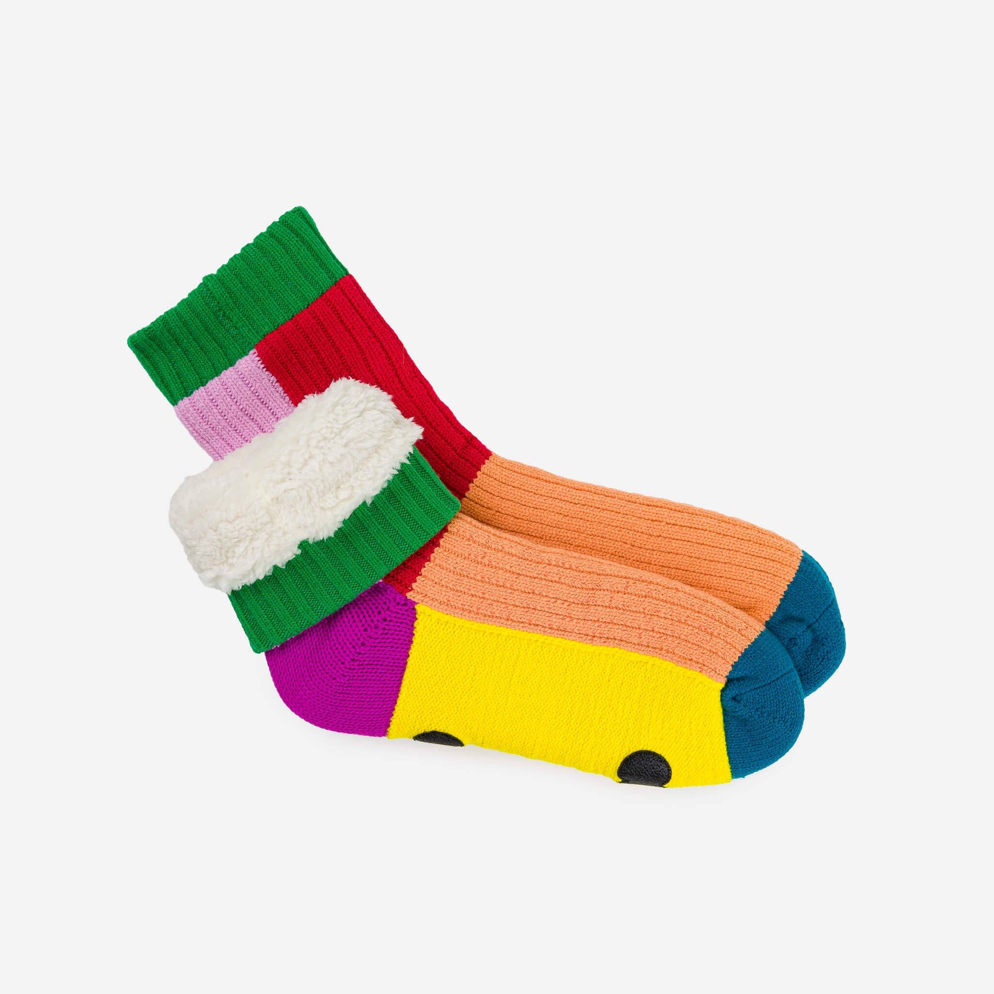 Kaleidoscope Knit House Socks: Olive Cobalt / S/M - W 6-9<br>M 5-7.5 - PMA Store at the Portland Museum of Art, Maine