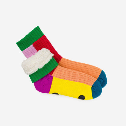 Kaleidoscope Knit House Socks: Olive Cobalt / S/M - W 6-9<br>M 5-7.5 - PMA Store at the Portland Museum of Art, Maine