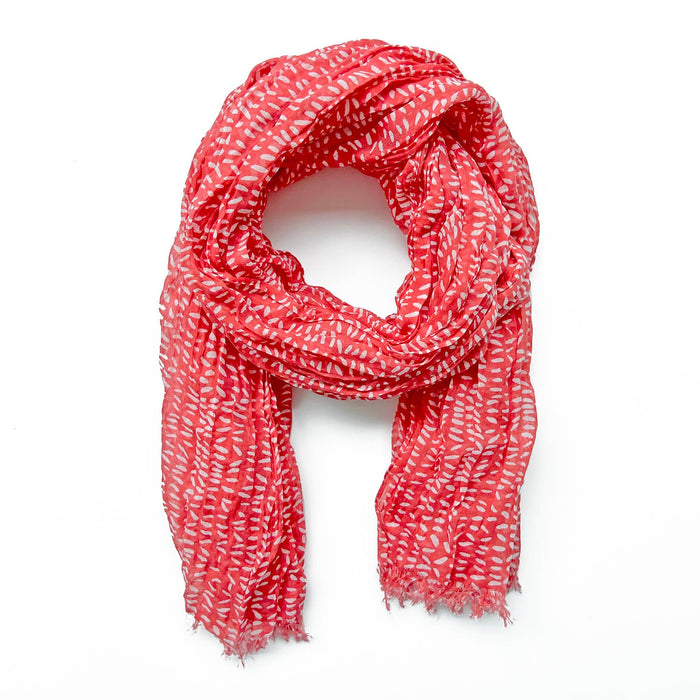 See Design - Cotton Scarf: Wall Red/Khaki