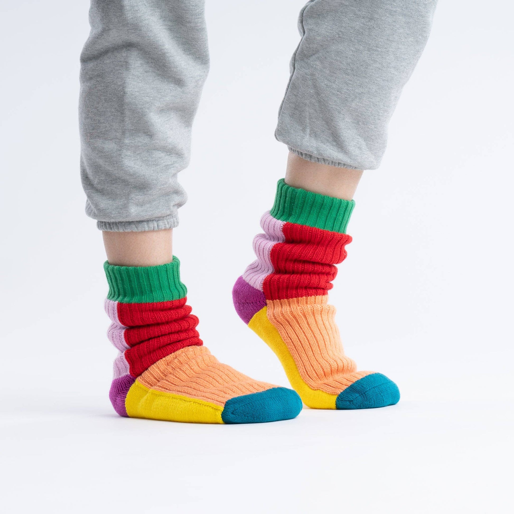 Kaleidoscope Knit House Socks: Olive Cobalt / S/M - W 6-9<br>M 5-7.5 - PMA Store at the Portland Museum of Art, Maine