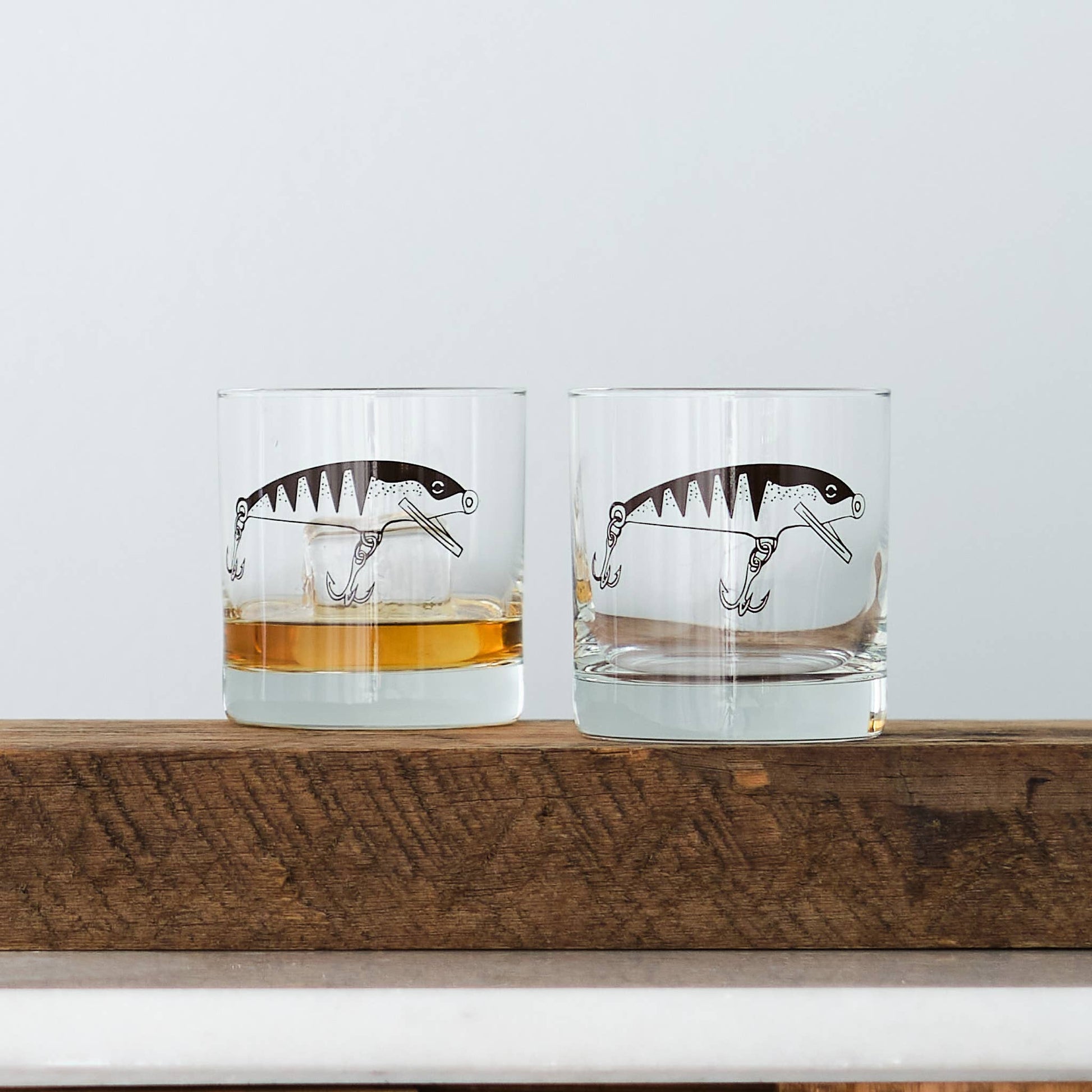 Vital Industries - Fishing Lure Rocks Glasses: Assorted - PMA Store at the Portland Museum of Art, Maine