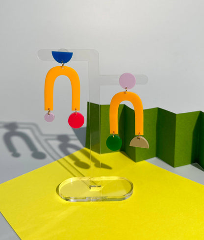 Combinist Goods - Collage Earrings: Hot Pink