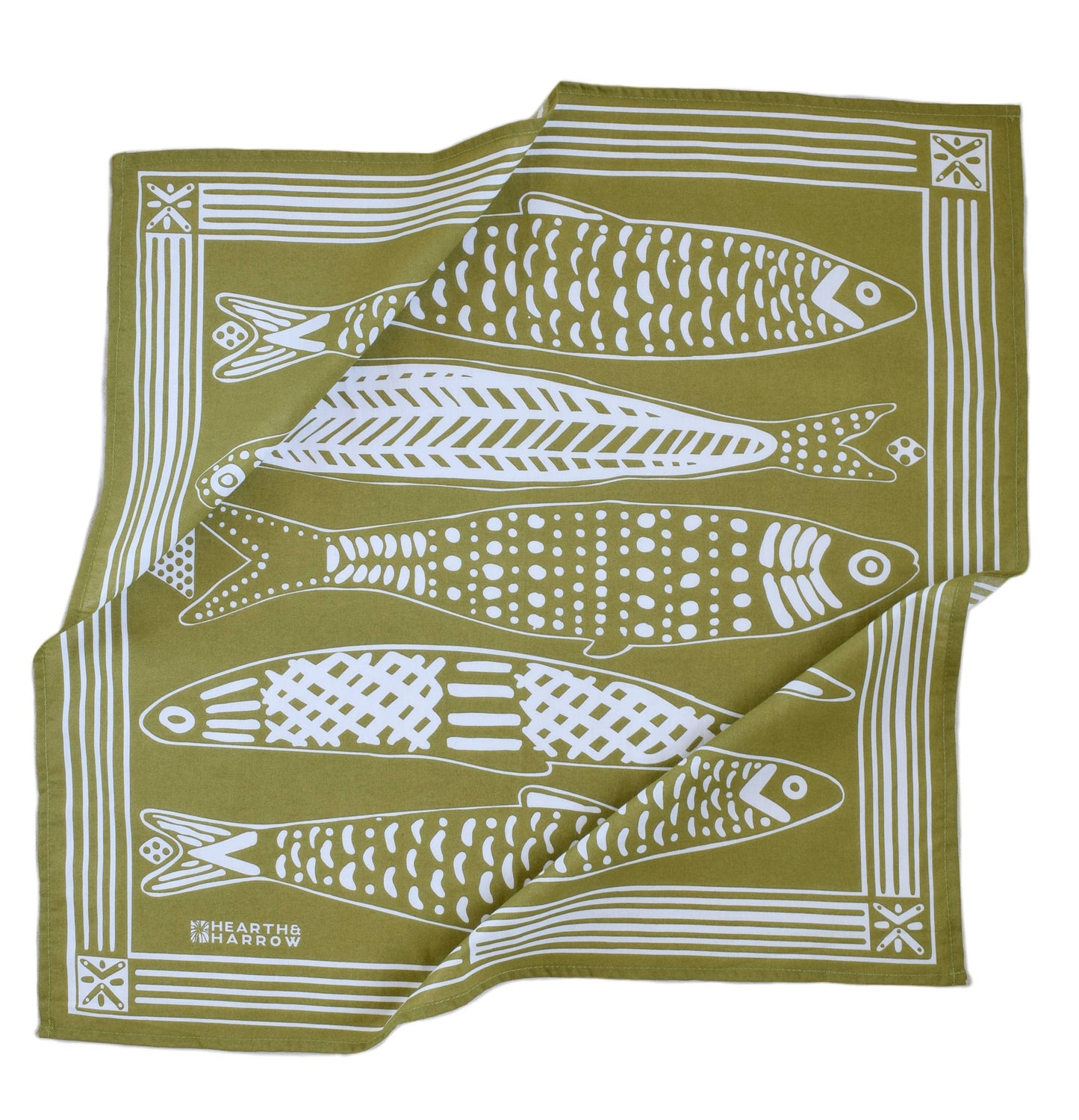 Hearth and Harrow - Sardine Bandana - 100% Cotton - Nautical Print - Hanky Ascot - PMA Store at the Portland Museum of Art, Maine