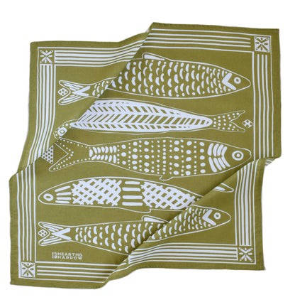 Hearth and Harrow - Sardine Bandana - 100% Cotton - Nautical Print - Hanky Ascot - PMA Store at the Portland Museum of Art, Maine