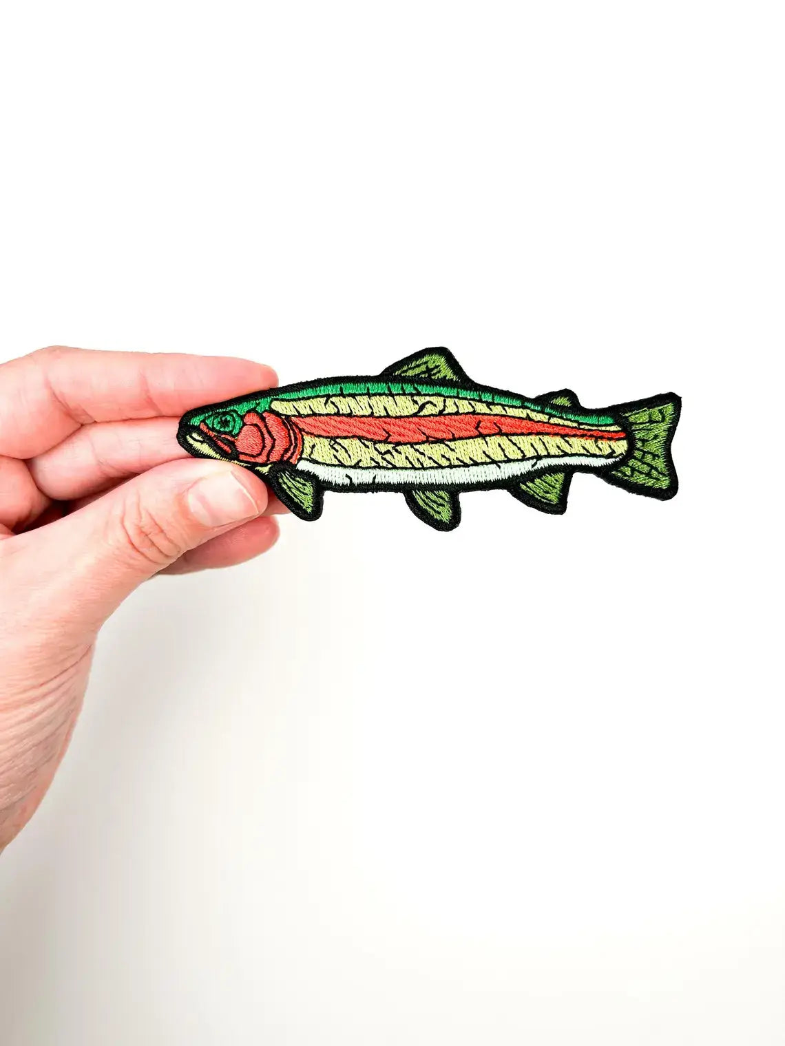 Field Trip Threads - Rainbow Trout Embroidered Iron-On Patch Fly Fishing Tying - PMA Store at the Portland Museum of Art, Maine