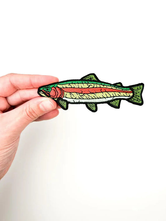 Field Trip Threads - Rainbow Trout Embroidered Iron-On Patch Fly Fishing Tying - PMA Store at the Portland Museum of Art, Maine