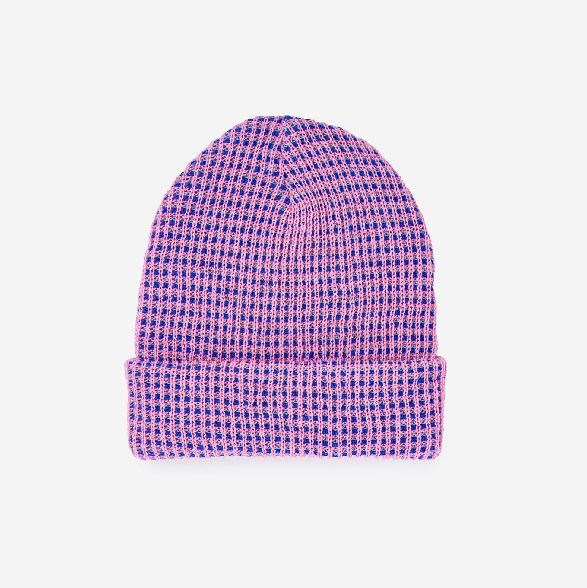 Simple Grid Knit Beanie: Lime Pink - PMA Store at the Portland Museum of Art, Maine