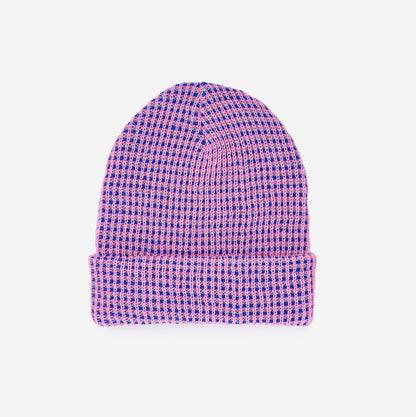 Simple Grid Knit Beanie: Lime Pink - PMA Store at the Portland Museum of Art, Maine