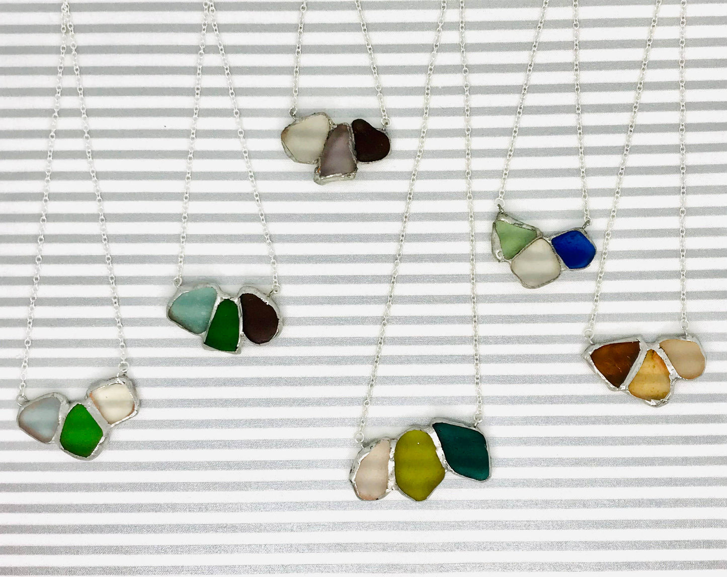 Cyn Elizabeth Studios - Shoreline Souvenir Sea Glass Necklace: Carded on white cardstock - PMA Store at the Portland Museum of Art, Maine