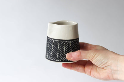 Elizabeth Benotti Ceramics - Herringbone Creamer + Sugar Set: Black - PMA Store at the Portland Museum of Art, Maine