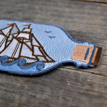 Quiet Tide Goods - Ship in a Bottle Embroidered Patch - PMA Store at the Portland Museum of Art, Maine