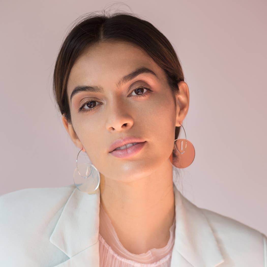 Pamela Coromoto - Circle Earrings -  Big: Clear Iridescent