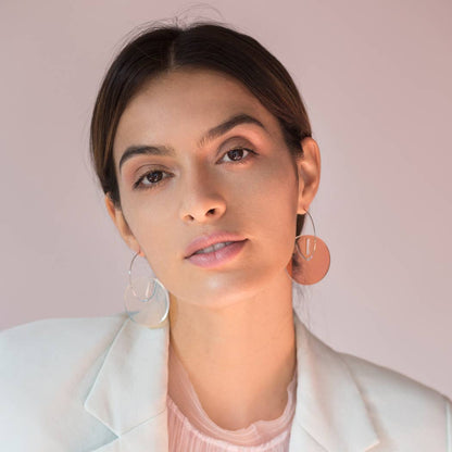 Pamela Coromoto - Circle Earrings -  Big: Clear  Gold sparkle