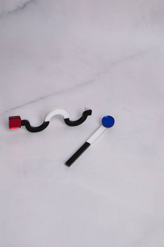 Pamela Coromoto - NEW Memphis Statement Earrings - Primary Colors: Black/White