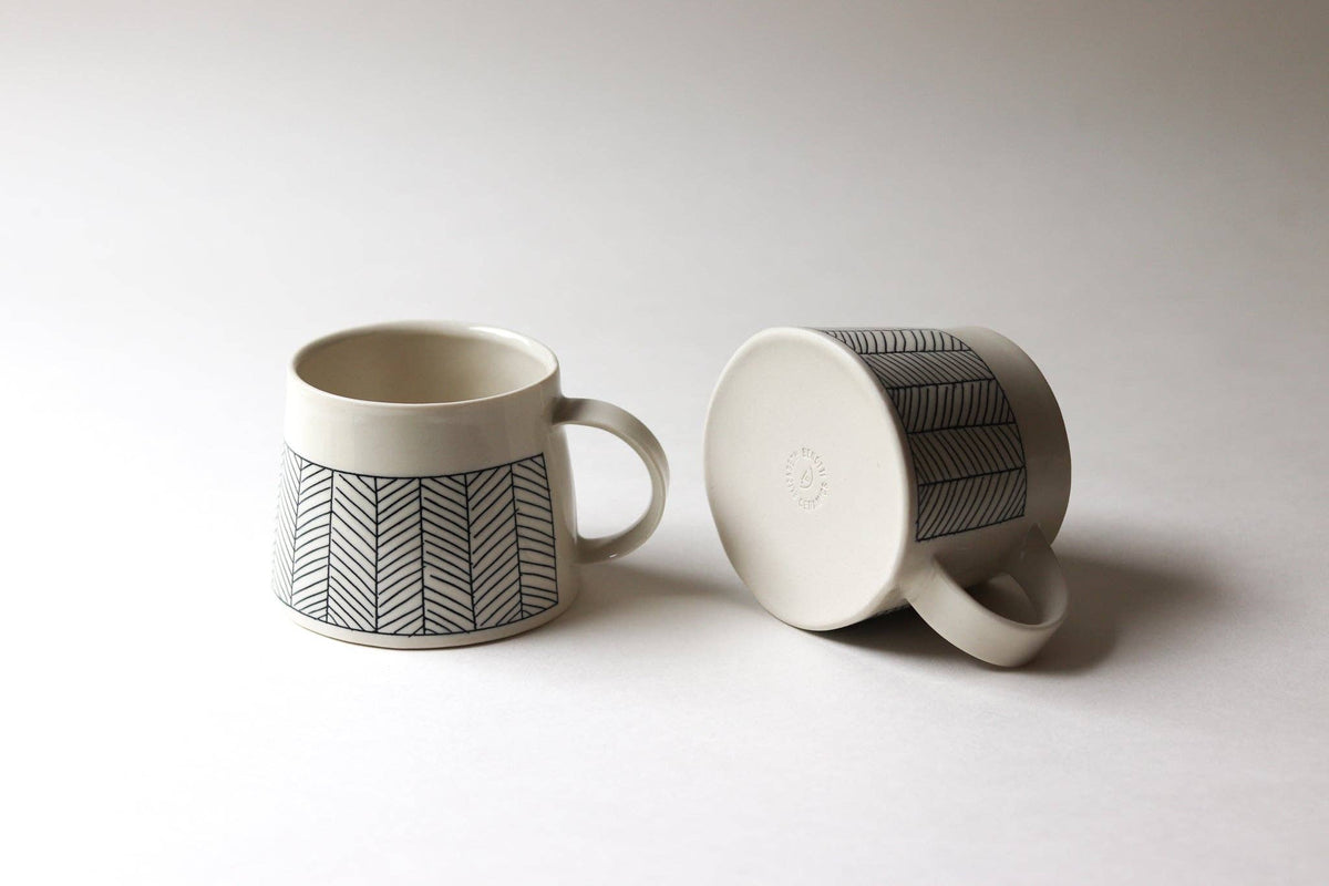 Elizabeth Benotti Ceramics - Herringbone Mug: White - PMA Store at the Portland Museum of Art, Maine
