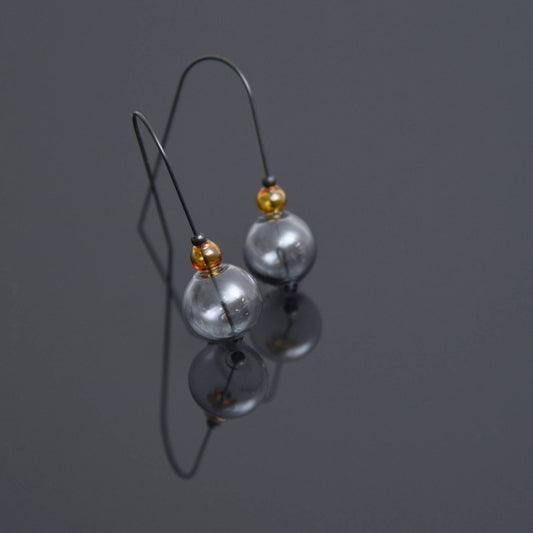 Pursuits - Mini Scoop Earrings: G.Grey w. Amber