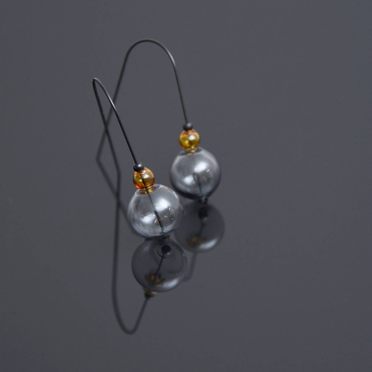Pursuits - Mini Scoop Earrings: Glass Grey