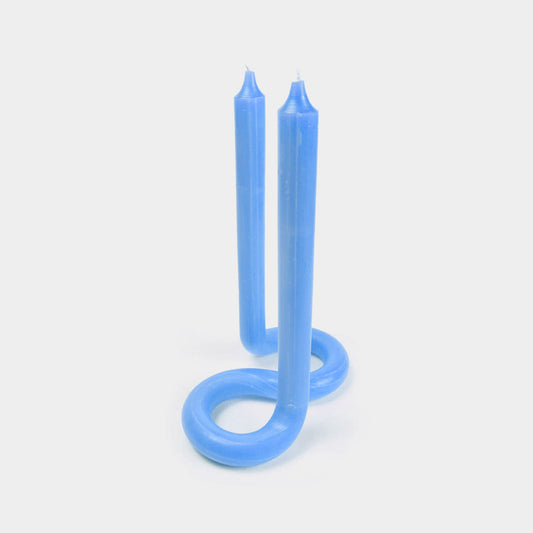 Twist Candle Sticks by Lex Pott, 9.5" Tall, Light Blue - PMA Store at the Portland Museum of Art, Maine