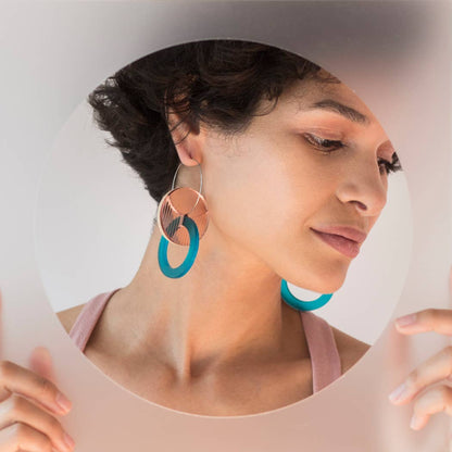 Primario Earrings - Reversible: Gold Mirror and Beige, translucent Olive - PMA Store at the Portland Museum of Art, Maine