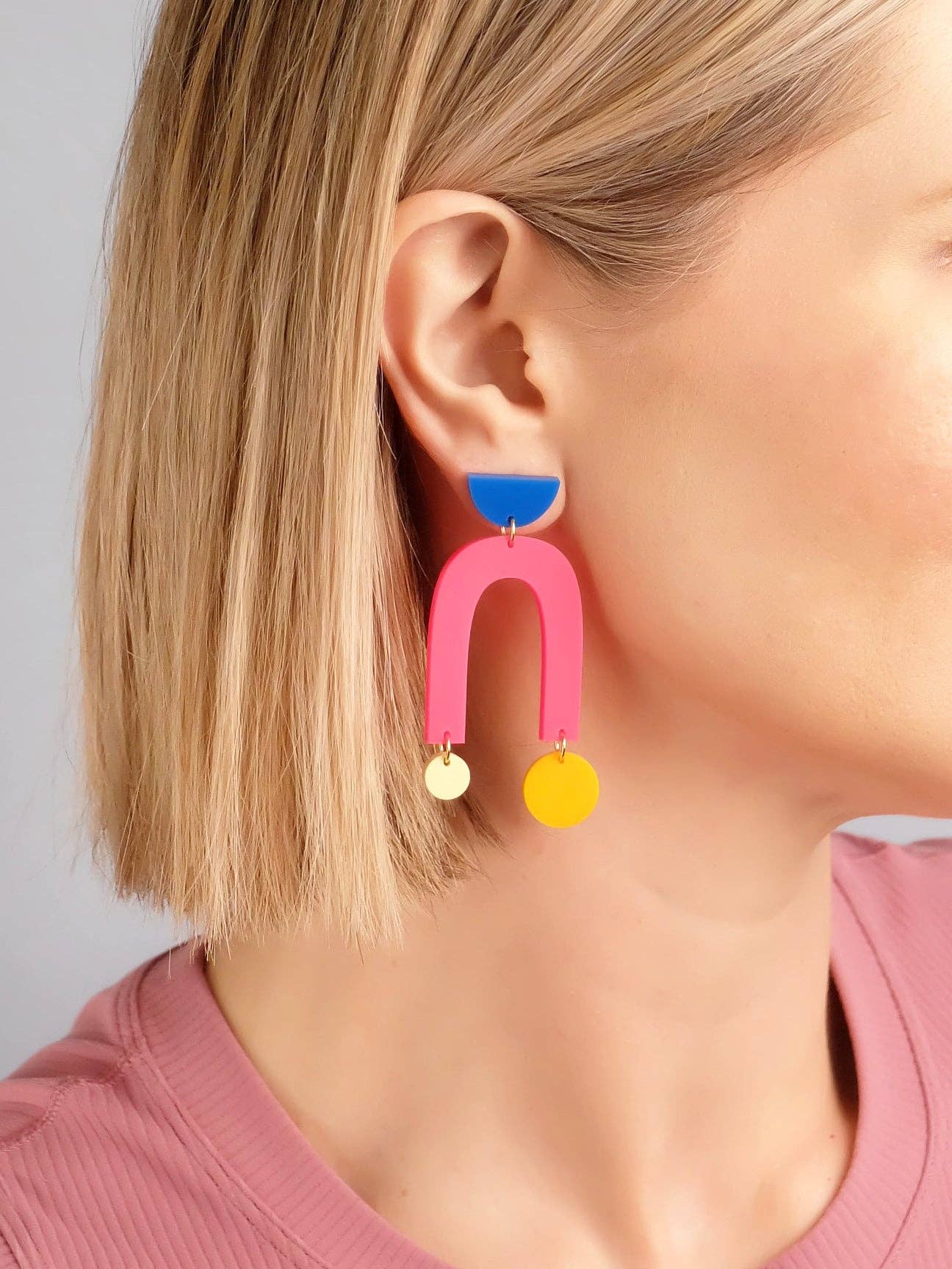 Combinist Goods - Collage Earrings: Hot Pink