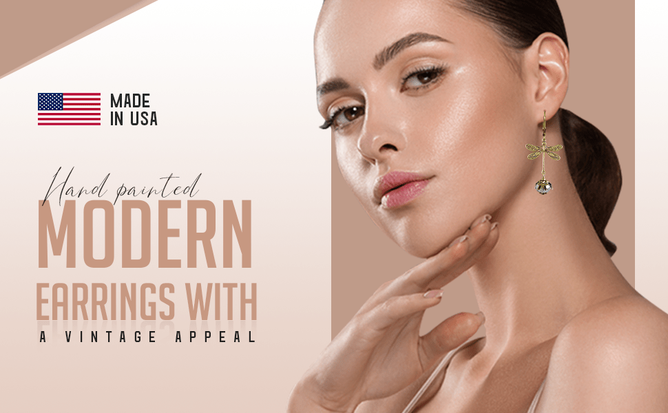 NoMonet - Fairyland: Dragonfly Daze Earrings Artisan Painted Filigree : Gold And Green - PMA Store at the Portland Museum of Art, Maine