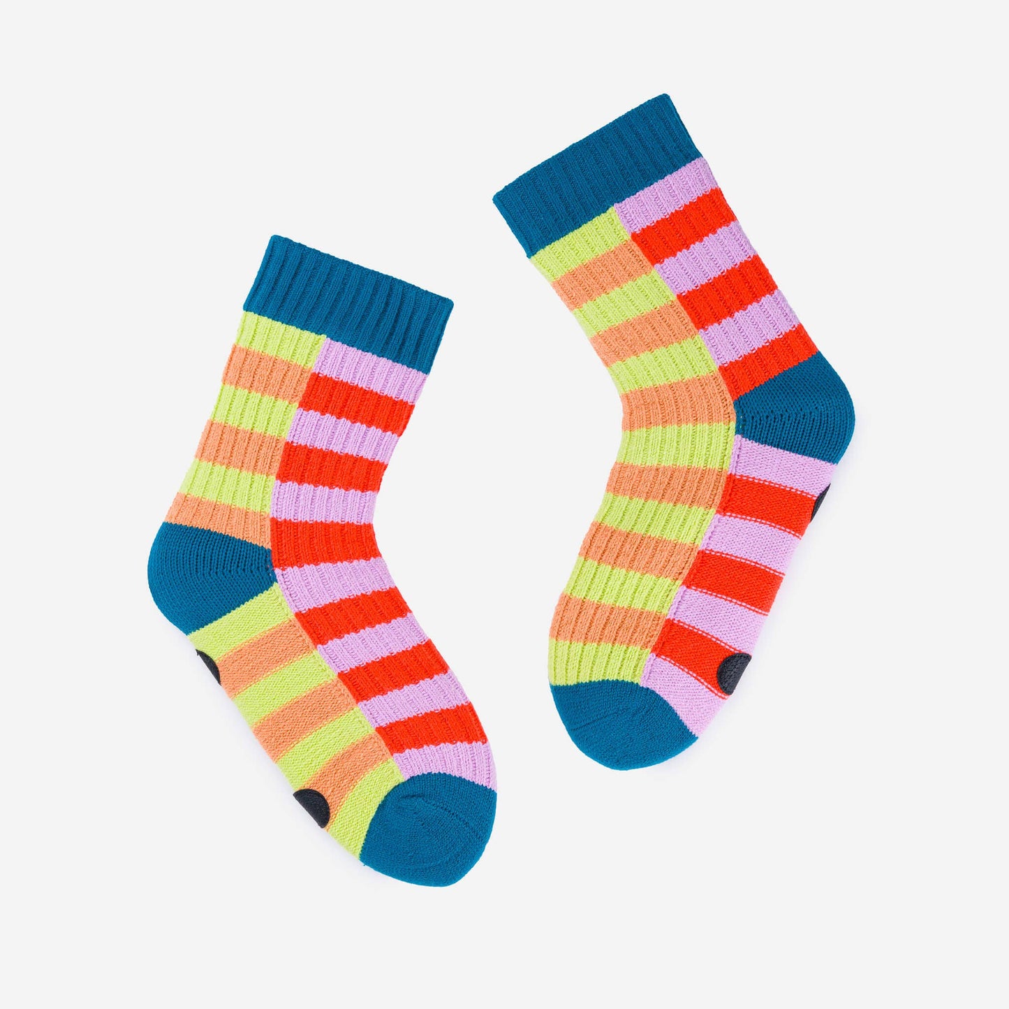 Super Stripe Knit House Socks: Poppy Lilac / L/XL - W 9.5-12.5<br>M 8-11 - PMA Store at the Portland Museum of Art, Maine