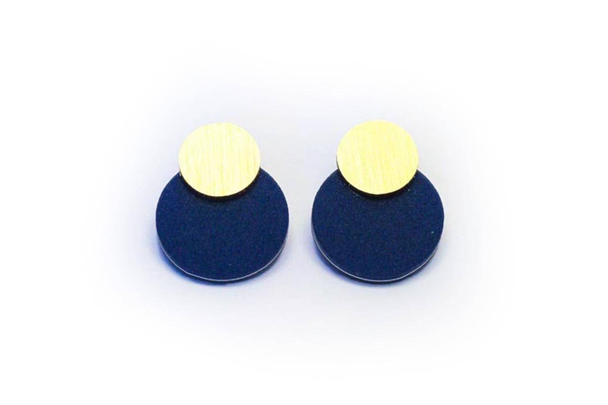 dconstruct - Ecoresin Earrings - Disc Stud: Chartreuse / Gold - PMA Store at the Portland Museum of Art, Maine